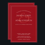 Inbjudan till minimala Crimson Red Script Wedding<br><div class="desc">Minimal Crimson Red Script Typography Wedding-inbjudan. Imponera på dina gäster i bröllop med trendiget på en kallrodd bröllopsinbjudan med ett vackert vitt skript på en krimson röd bakgrund. Den här inbjudan har en fantastisk röd utformning, med moderna och minimala vibes, perfekt för ditt enkla, trendig, minimalistiska bröllop. Den minimala och...</div>