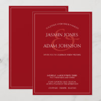 Inbjudan till minimala Crimson Red Script Wedding