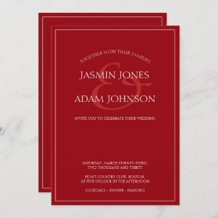 Inbjudan till minimala Crimson Red Script Wedding