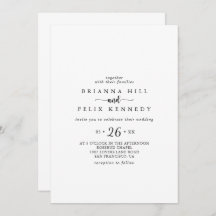 Inbjudan till minimalistisk Avslappnad-bröllop