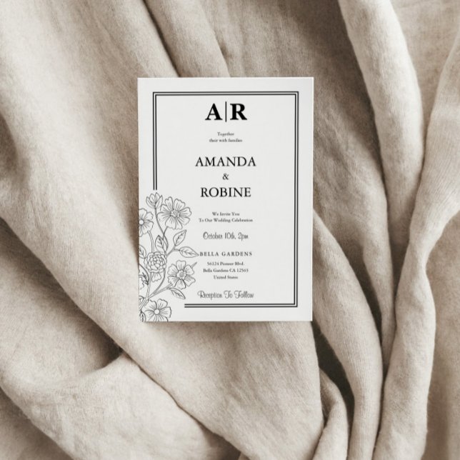 Inbjudan till minimalistisk Blommigt-bröllop (Skapare uppladdad)