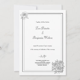 Inbjudan till minimalistisk Blommigt-bröllop