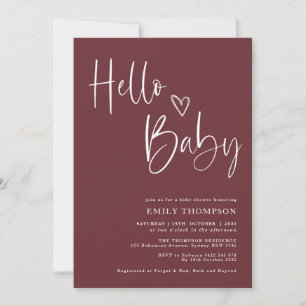 Inbjudan till minimalistisk burgundy White Baby Sh