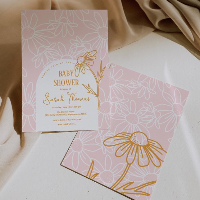 Inbjudan till minimalistisk Daisy-flicka-babykläde (Skapare uppladdad)