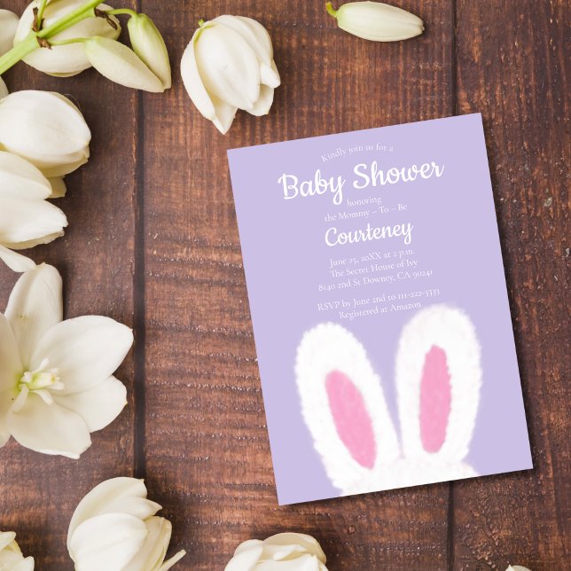 Inbjudan till minimalistisk fluffy bunny babydusch (Skapare uppladdad)
