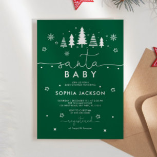 Inbjudan till minimalistisk Grönt, julklapp för ba
