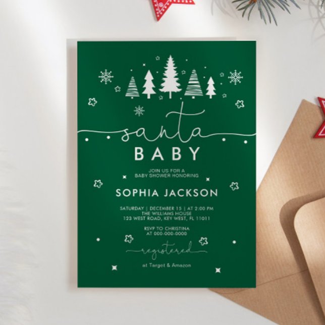 Inbjudan till minimalistisk Grönt, julklapp för ba (Skapare uppladdad)