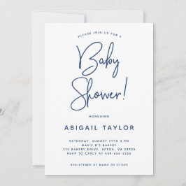 Inbjudan till minimalistisk, modern, blå babyblått