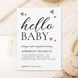 Inbjudan till minimalistisk modern Hej Baby Shower