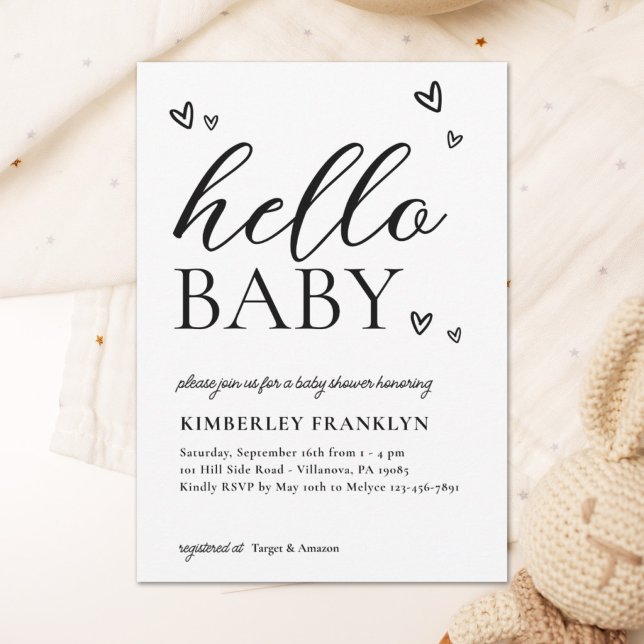 Inbjudan till minimalistisk modern Hej Baby Shower (Skapare uppladdad)
