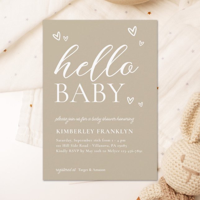 Inbjudan till minimalistisk modern Hej Baby Shower (Skapare uppladdad)