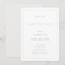 Inbjudan till minimalistisk modern, vit babyvy