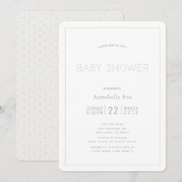 Inbjudan till minimalistisk modern, vit babyvy