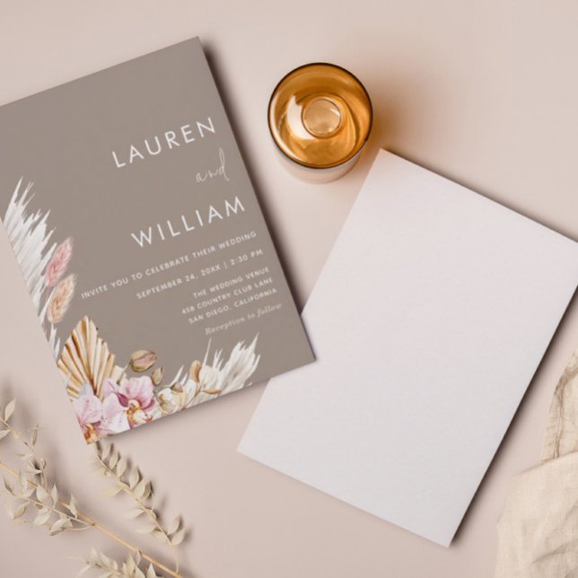 Inbjudan till minimalistisk pampas Grass Boho-bröl (Skapare uppladdad)