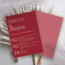 Inbjudan till minimalistisk rödbröllop