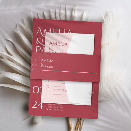 Inbjudan till minimalistisk rödbröllop band för inbjudningskort