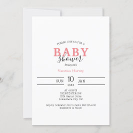Inbjudan till minimalistisk Rosa Baby Shower