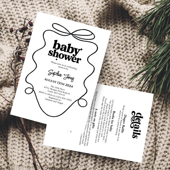 Inbjudan till minimalistisk svartvitt för babyskor (Skapare uppladdad)