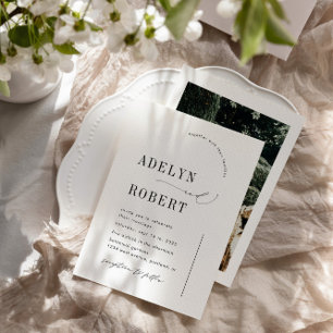 Inbjudan till minimalistisk typografi-budgetbröllo