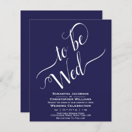 Inbjudan till minimalistiskt blått BUDGETbröllop