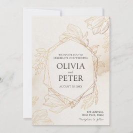 Inbjudan till minimalistiskt bröllop i elegant Gul