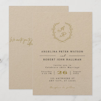 Inbjudan till minimalistiskt bröllop i elegant, om