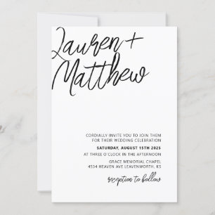 Inbjudan till minimalistiskt Calligraphy-bröllop