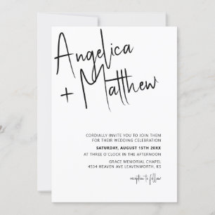 Inbjudan till minimalistiskt Calligraphy-bröllop
