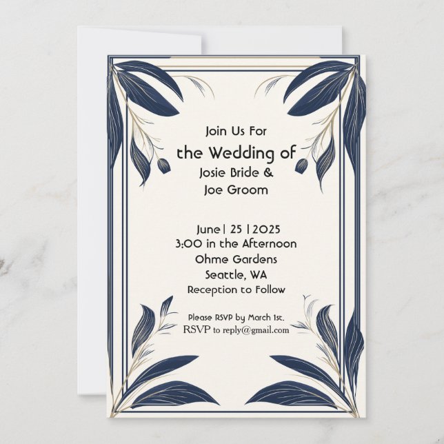 Inbjudan till minimalistiskt tropiskt bröllop (Framsida)