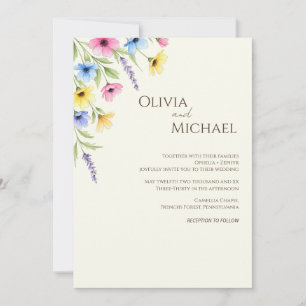 Inbjudan till minimalistiskt Watercolor Wildblomme