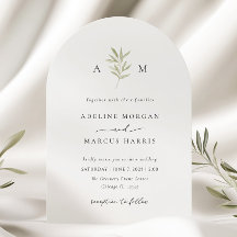 Inbjudan till minimalt grönt Olive Gren-bröllop