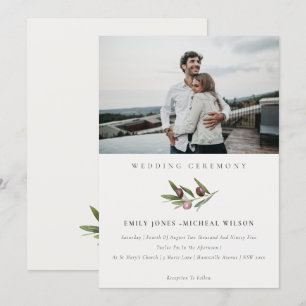 Inbjudan till minimalt Olive-fotobröllop i Gren