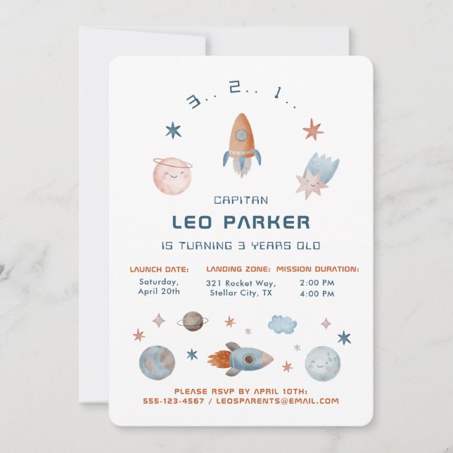 Inbjudan till minnesdag - Galaxy Rocket Tema II (Framsida)