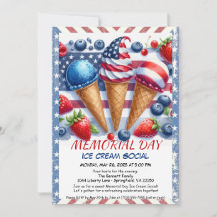 Inbjudan till minnesdag Ice Cream Social - Söt