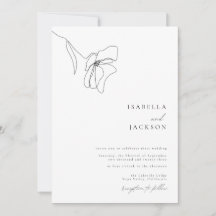 Inbjudan till minsta Blommigt Line Art Wedding