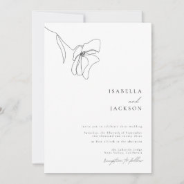 Inbjudan till minsta Blommigt Line Art Wedding