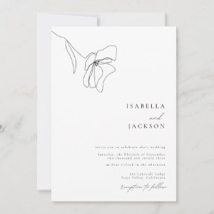 Inbjudan till minsta Blommigt Line Art Wedding