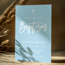 Inbjudan till minsta Elegant Blue Boy Baptism