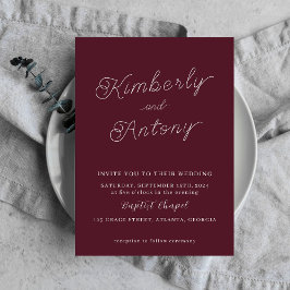 Inbjudan till minsta Elegant Burgundy Red Wedding