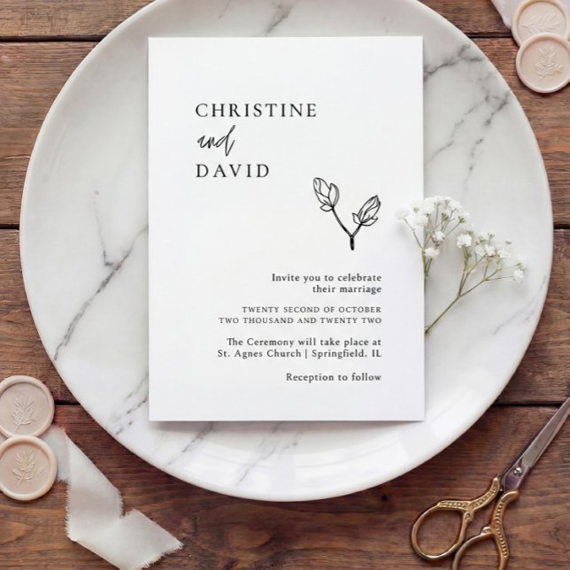 Inbjudan till minsta möjliga Boho Black and White  (Skapare uppladdad)