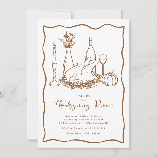 Inbjudan till minsta Thanksgiving på middagen (Framsida)
