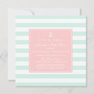 Inbjudan till Mint and Rosa Nautical Baby Shower