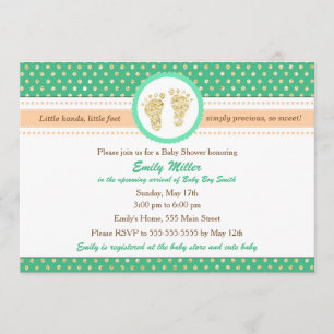 Inbjudan till Mint Grönt Peach Baby Shower