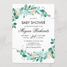 Inbjudan till Mint Peach Blommigt Wand Baby Shower