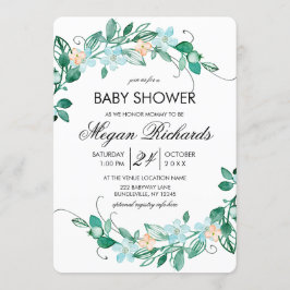 Inbjudan till Mint Peach Blommigt Wand Baby Shower