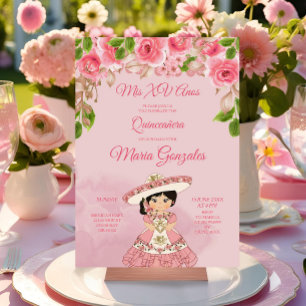 Inbjudan till Mis Quince från Rosa ros mexikanska