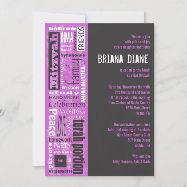 Inbjudan till MITZVAH ORD ORD Pub Fladdermus, Inbj (Framsida)