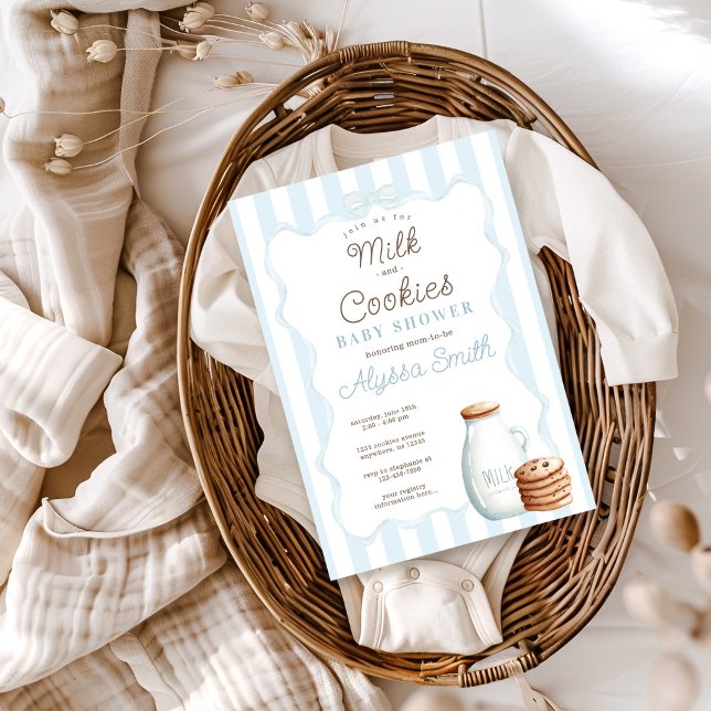 Inbjudan till Mjölk och Cookies Blue Baby Shower (Skapare uppladdad)