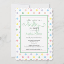 Inbjudan till Mjuk Pastel Polka dots Baby Shower