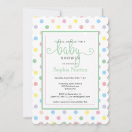 Inbjudan till Mjuk Pastel Polka dots Baby Shower